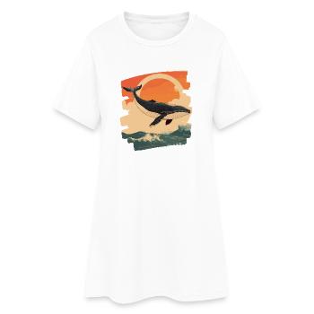 Walfisch - Frauen T-Shirt-Kleid - Weiß - Vorne