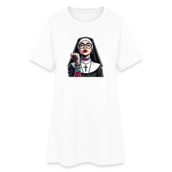 Religieuse avec tatouage - Robe T-shirt Femme - blanc - Devant