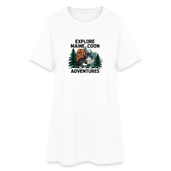 Explorer Maine Coon Abenteuer Drucken - Frauen T-Shirt-Kleid - Weiß - Vorne