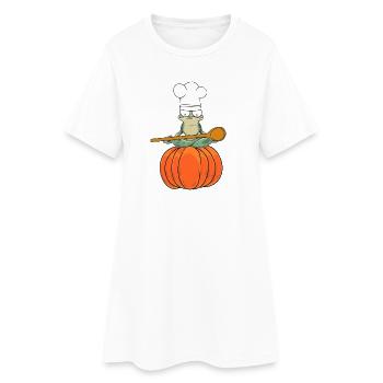 Frosch Kürbis Koch Kochkunst Halloween kochen - Frauen T-Shirt-Kleid - Weiß - Vorne