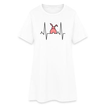 Lapin ludique avec des cœurs - Robe T-shirt Femme - blanc - Devant