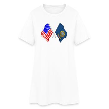 Drapeau des États-Unis et de l’État d’Indaho franchi - Robe T-shirt Femme - blanc - Devant