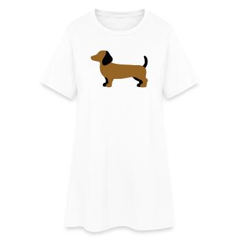 Dachshund Silhouette – Minimalist Dog Design - Women’s T-Shirt Dress - white - Front
