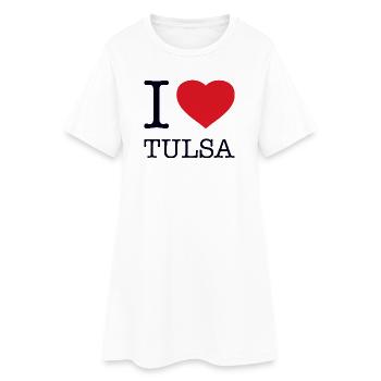 I LOVE TULSA - Frauen T-Shirt-Kleid - Weiß - Vorne
