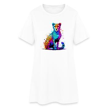 Gepard - Frauen T-Shirt-Kleid - Weiß - Vorne