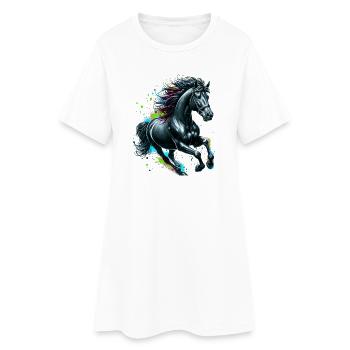 Cheval - Robe T-shirt Femme - blanc - Devant