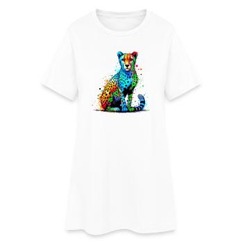 Gepard - Frauen T-Shirt-Kleid - Weiß - Vorne