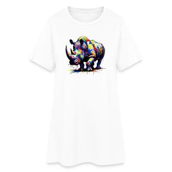Nashorn - Frauen T-Shirt-Kleid - Weiß - Vorne