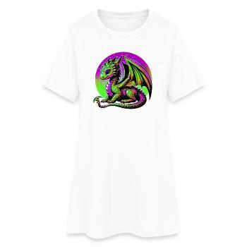 Drache - Frauen T-Shirt-Kleid - Weiß - Vorne
