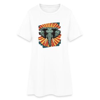 Éléphant Rétro - Robe T-shirt Femme - blanc - Devant