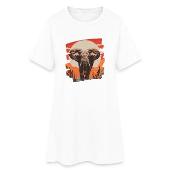Éléphant Rétro - Robe T-shirt Femme - blanc - Devant