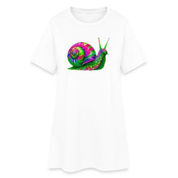 Schnecke - Frauen T-Shirt-Kleid - Weiß - Vorne
