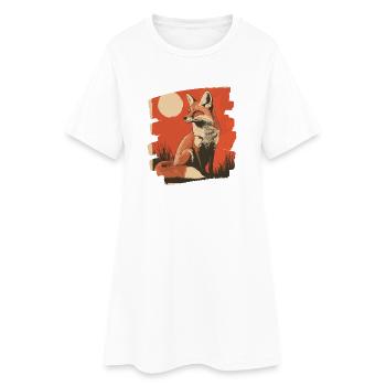 Fuchs - Frauen T-Shirt-Kleid - Weiß - Vorne