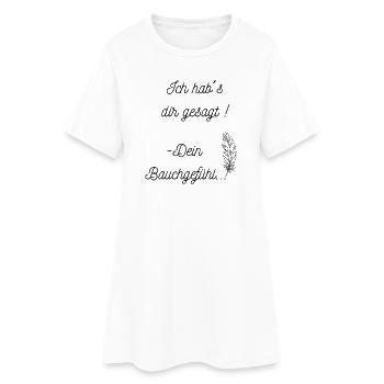 Bauchgefühl - Frauen T-Shirt-Kleid - Weiß - Vorne
