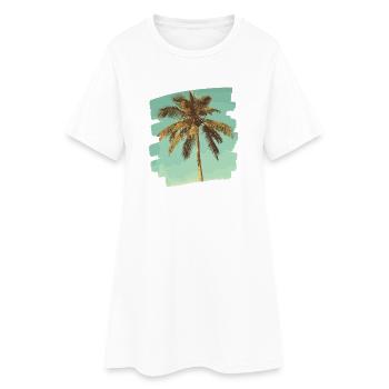 palmier rétro - Robe T-shirt Femme - blanc - Devant