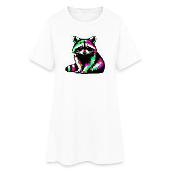 Waschbär - Frauen T-Shirt-Kleid - Weiß - Vorne
