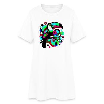 Tukan - Frauen T-Shirt-Kleid - Weiß - Vorne