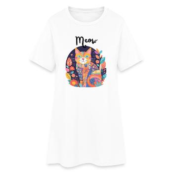 Bunte Katzen-Patchwork-Anthologie - Frauen T-Shirt-Kleid - Weiß - Vorne