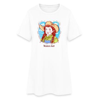 Portrait de fille western dans une bande dessinée pop - Robe T-shirt Femme - blanc - Devant