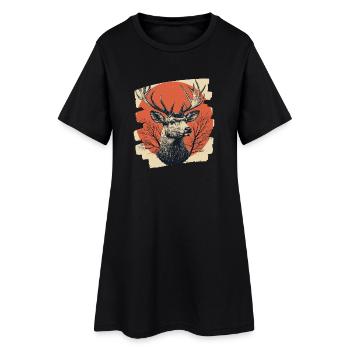 Cerf avec bois - Robe T-shirt Femme - noir - Devant