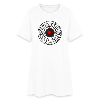 Rotes Herz im Dunkelkreis - Frauen T-Shirt-Kleid - Weiß - Vorne