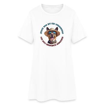 Deutscher Schäferhund: Jeder Tag am Strand - Frauen T-Shirt-Kleid - Weiß - Vorne