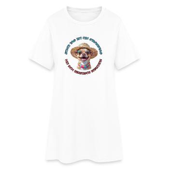Chihuahua: Jeder Tag am Strand - Frauen T-Shirt-Kleid - Weiß - Vorne