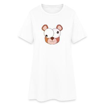 Ours aux yeux fous - Robe T-shirt Femme - blanc - Devant