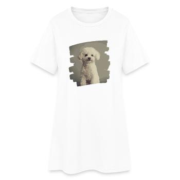Caniche - Robe T-shirt Femme - blanc - Devant