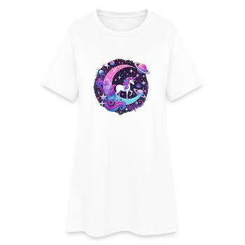 Licorne galactique sur la lune. - Robe T-shirt Femme - blanc - Devant