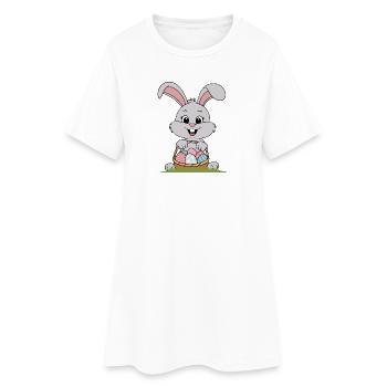 Osterhase - Frauen T-Shirt-Kleid - Weiß - Vorne