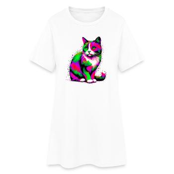 Chat - Robe T-shirt Femme - blanc - Devant