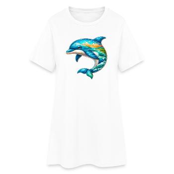 Dolphin - Women’s T-Shirt Dress - white - Front