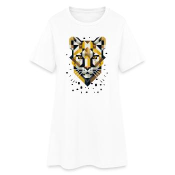 Geometric elegance – big cat in abstract form - Women’s T-Shirt Dress - white - Front