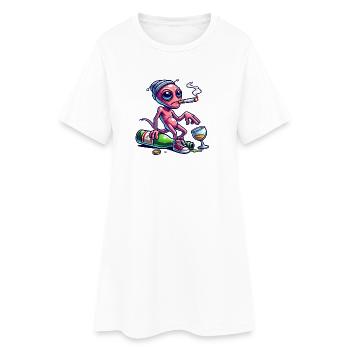 Extraterrestre avec la gueule de bois - Robe T-shirt Femme - blanc - Devant