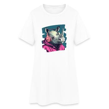 Rhinocéros - Robe T-shirt Femme - blanc - Devant