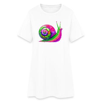 Schnecke - Frauen T-Shirt-Kleid - Weiß - Vorne
