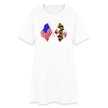 Drapeau des États-Unis et de l’État du Maryland croisé - Robe T-shirt Femme - blanc - Devant