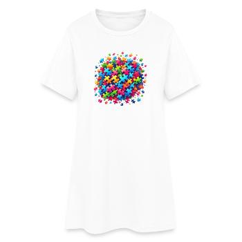 Motif de puzzle coloré sur la balle globale - Robe T-shirt Femme - blanc - Devant