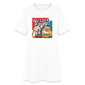 Chiens comiques - Nous aimons la nourriture - Robe T-shirt Femme - blanc - Devant