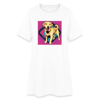 Chien de bande dessinée - Golden Retriever - Robe T-shirt Femme - blanc - Devant