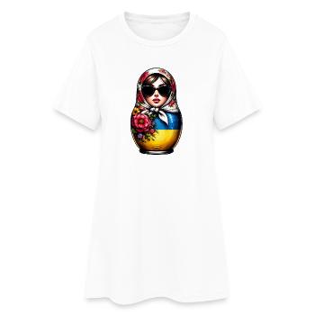 Ukraine Matriochka avec lunettes de soleil pour les Ukrainiens - Robe T-shirt Femme - blanc - Devant