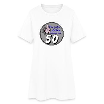 50e anniversaire, la vraie vie - Robe T-shirt Femme - blanc - Devant