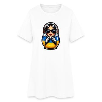 Ukraine Matriochka avec lunettes de soleil pour les Ukrainiens - Robe T-shirt Femme - blanc - Devant