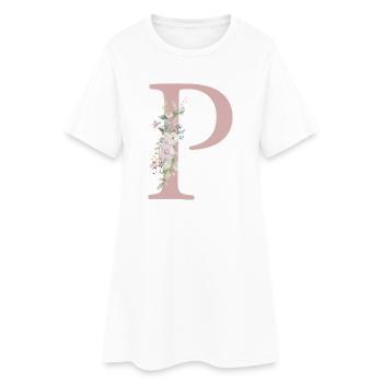 P Monogramme, Floral, Personnalisable - Robe T-shirt Femme - blanc - Devant