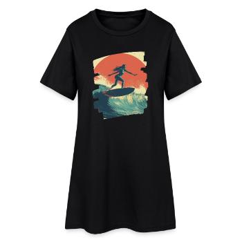 Surfeur - Robe T-shirt Femme - noir - Devant