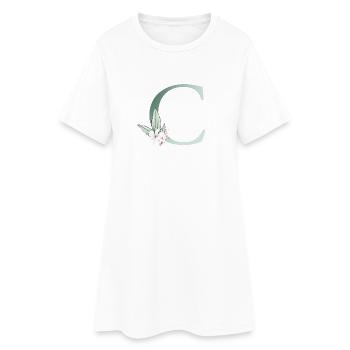C Monogramme, Floral, Personnalisable - Robe T-shirt Femme - blanc - Devant
