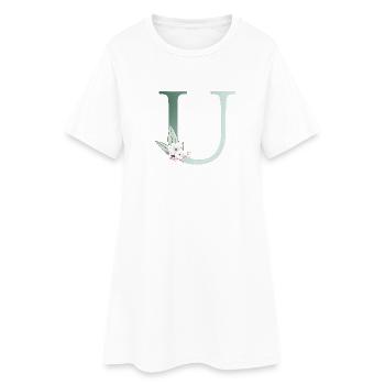 U Monogramme, Floral, Personnalisable - Robe T-shirt Femme - blanc - Devant