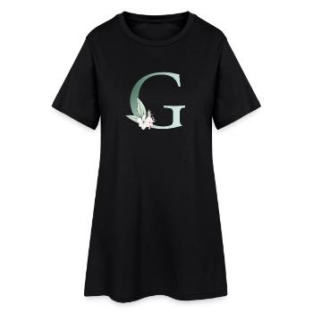 G Monogramm, Floral, personalisierbar - Frauen T-Shirt-Kleid - Schwarz - Vorne