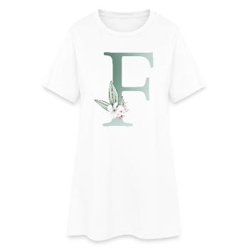 F Monogramm, Floral, personalisierbar - Frauen T-Shirt-Kleid - Weiß - Vorne